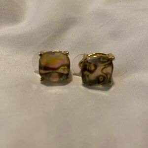 NEW Stone stud earrings set in gold.